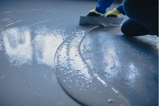 Garage floor coating's UV protection extends the lifespan of the floor. 1 UV-resistant garage floor coating protecting from sunlight damage.