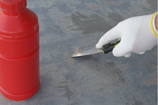 Chemical resistance test on garage floor coating