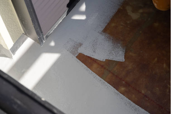 garage floor coating applied before storage installation